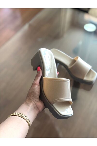 wolk shoes Bella Women's Heeled Plastic Single Strap Mink Slippers