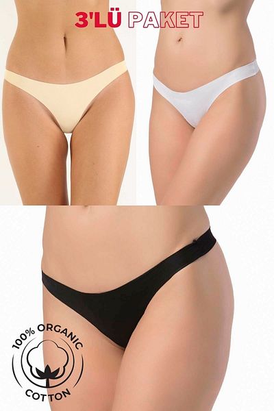 Papatya Laser Cut 3 Pack Cotton Thong