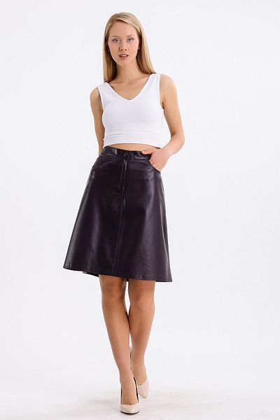Leather Club Fusta din piele burgundy