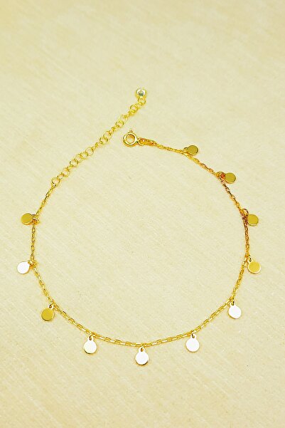 Güzel Gümüşçülük 925 Ayar Gümüş Altın(gold) Kaplama Trend Model Pullu Kadın Halhal