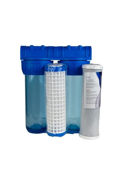 Aquames - Bina Girişi 10'' 2 Aşamalı 1' Ön Filtreleme Seti Yıkanabilir-cto