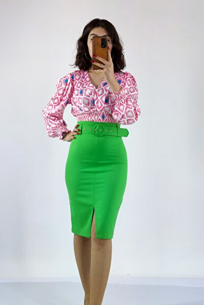 MissVina Y-6407 Y Coated Belted Vase Φούστα