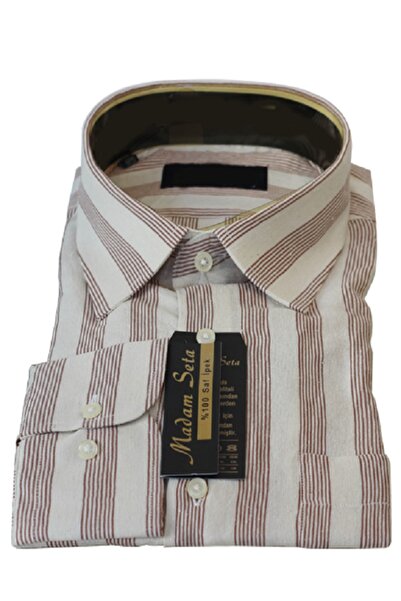 Madam Seta İpekçilik Çizgili Ham Ipek Gömlek