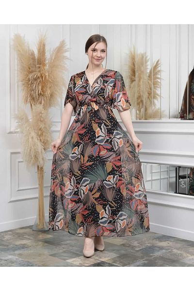 CİXAPLE Rochie din sifon cu maneca scurta cu decolteu in V