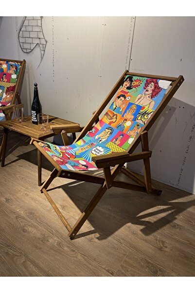 huma ahşap Ahşap Katlanır Şezlong (KOLÇAKLI), Pop-art, Ahşap Dinlenme Koltuğu