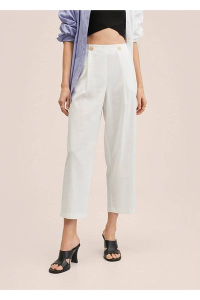 MANGO Woman Short-Legged Buttoned Trousers