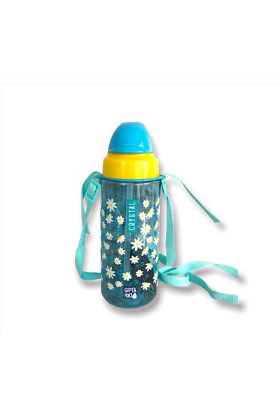 Gıpta Crystal Tritan Patterned Water Bottle with Straw 500 Cc - Yellow Daisies