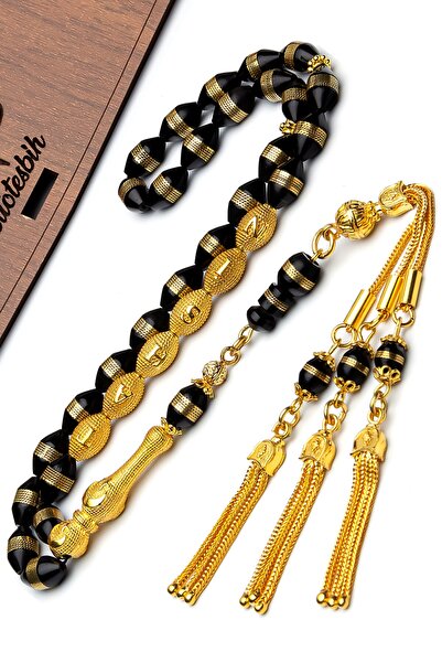 OTTOTESBİH 24k Altın Kaplama Gümüş Aksesuarlı Harfli 7x11mm Sarmal Kuka Tesbih