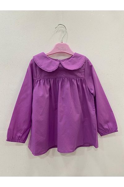 Çikoby Girl's Purple Baby Collar Blouse