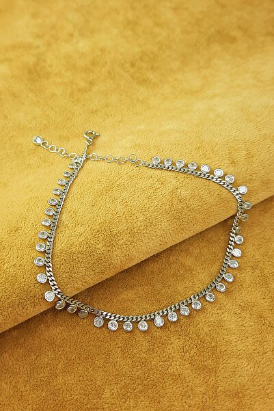 Güzel Gümüşçülük 925 Ayar Gümüş Rodyum Kaplama Trend Model Kadın Halhal