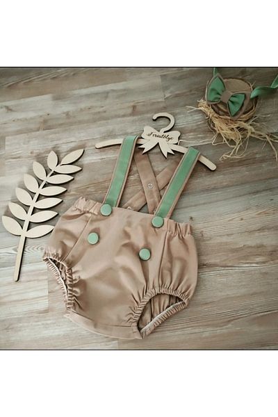 Feriatolye Milky Brown Mold Green Baby Boy 1 Year Old Birthday Salopet