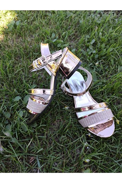 panda kids Kız Çocuk 26-36 Numara Taşlı Abiye Topuklu Ayakkabı