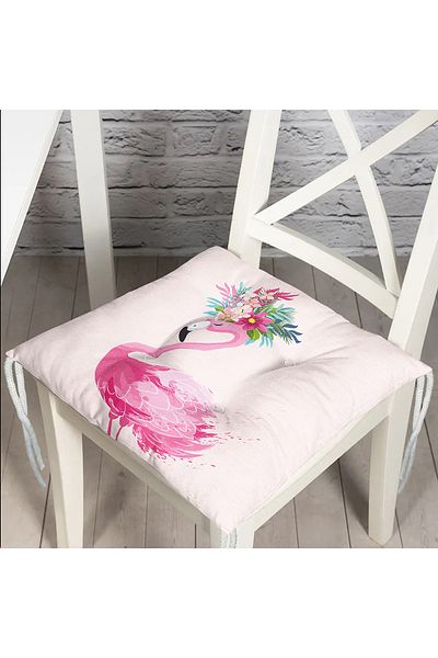 Realhomes Pink Flamingo Motif Digital Printed Fluffy Chair Cushion