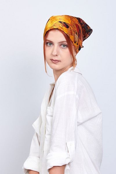 Lila Rosa Eșarfă Bandana din Mătase Gustav Klimt