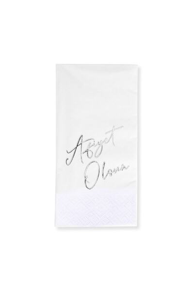 Story طقم بون أبيتيت من رقائق الفضة مقاس 33 × 33 سم مكون من 16 منديل ورقي أبيض اللون مقاس 1/8 سم