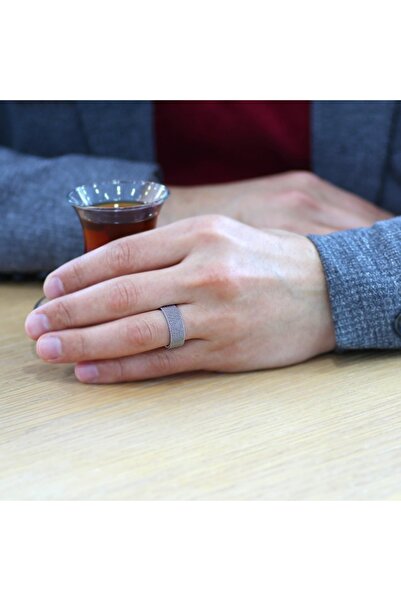 Tesbihane Kazaziye Tasarım Gümüş Renkli 917 Kalite Steel Çelik Erkek Yüzük (20)