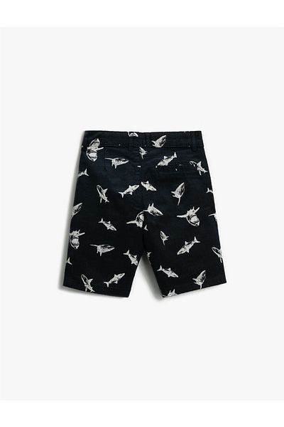 Koton Pantaloni scurți cu imprimeu Shark deasupra genunchilor din bumbac