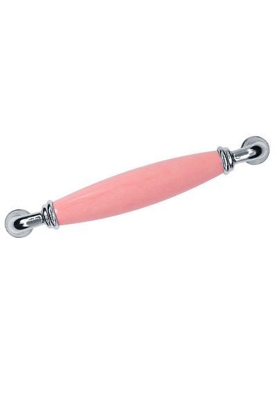 Porcellana Perla Porcelain Handle Cabinet Drawer Furniture Kitchen Handle Ruby 96mm(9.6CM)-pink- Chrome-stk1614