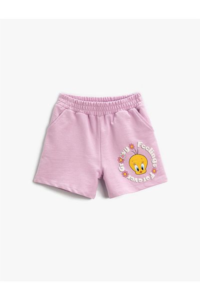 Koton Tweety Printed Shorts Licensed Cotton with Elastic Waist