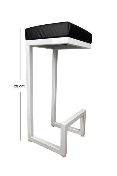 İREM Bar Sandalyesi, Bar Taburesi 75cm Yükseklik Siyah Deri