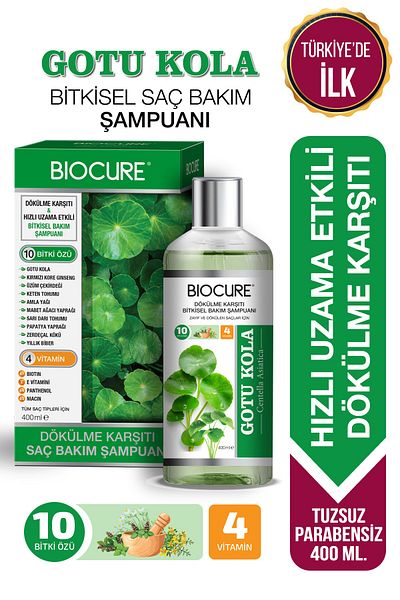 Biocure Herbal Care Shampoo - 10 Herbs 4-Vitamin Anti-Hair Loss for Weak and Damaged Hair