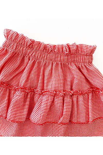 COLORED BABY Girl's Off-the-Shoulder Floral Detailed Gipe Blouse and Skirt Set