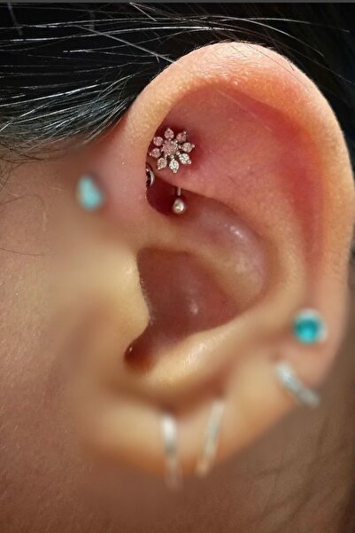 Arescollection Cerrahi Çelik Gümüş Renk Rook Piercing