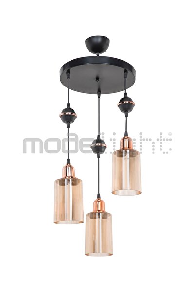 Modelight Akses Küre / Karo 3lü Optik Camlı Avize