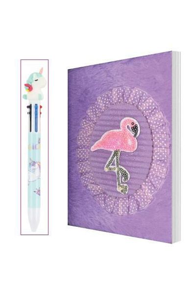 Mikro Pls11 Caiet de amintiri de pluș Mic Flamingo Purple + Pen