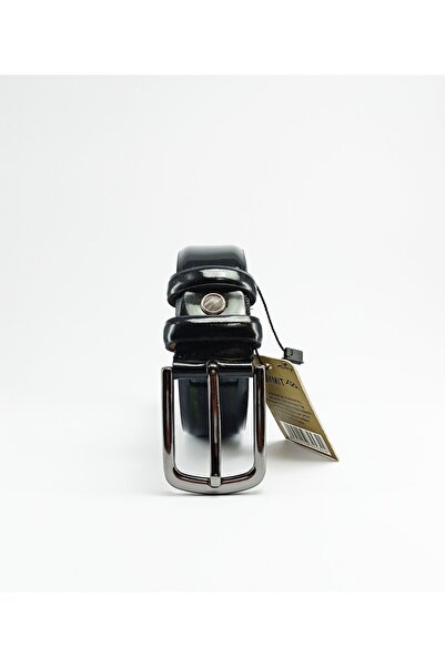 DNS Men's Black Patent Leather First Class Genuine Classic Leather Belt