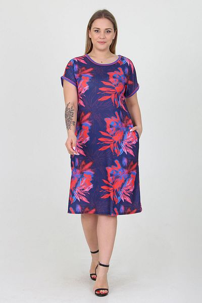 Neşeli Butik Γυναικείο φόρεμα με τσέπες New Season Lycra Plus Size Viscose Aysl18