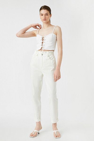 Koton 2yak47004mw Pantaloni de damă Jeans - alb