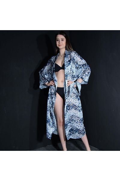 Tedz Collection Paredora Sapphire Satin Kimono Pareo