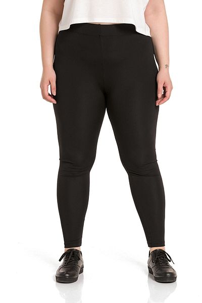 DISENTIS MODEST Large Size Elastic Waist Ankle Length Black Women's Tights