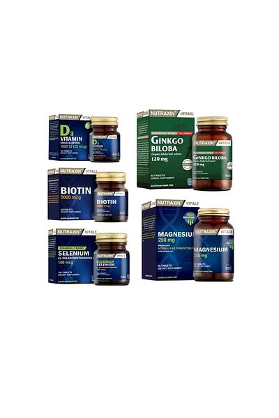 Nutraxin GinkgoBiloba60 Tablets - Biotin, Vitamin D3 and Selenium Magnesium Supplement
