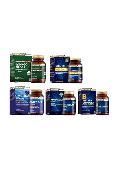 Nutraxin 60 Capsules Containing Ginkgo Biloba and Omega 3 Fish Oil - Vitamin Max and Magnesium Supplement