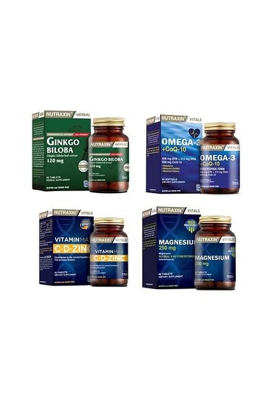 Nutraxin GinkgoBilobaandOmega3 Capsules - Coq-10,VitaminMax andMagnesiumSupplement