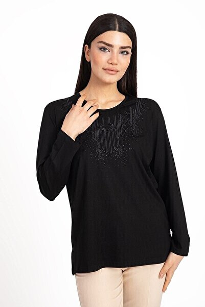 NOBLE STORE Γυναικεία Βαμβακερή Μπλούζα με Λεπτομέρεια Πέτο