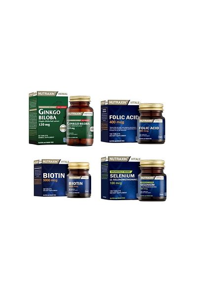 Nutraxin Ginkgo Biloba and Selenium 100 Tablets + Folic Acid and Biotin 30 Tablets