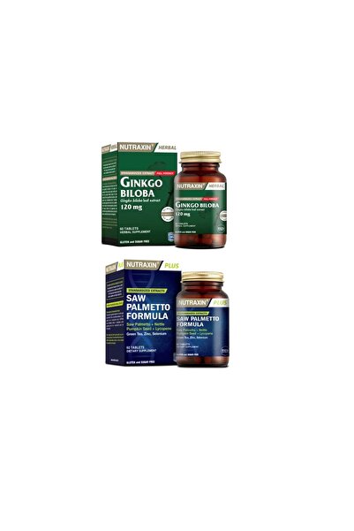 Nutraxin الجنكة بيلوبا 60 قرصًا + تركيبة بالميتو المنشارية 60 قرصًا