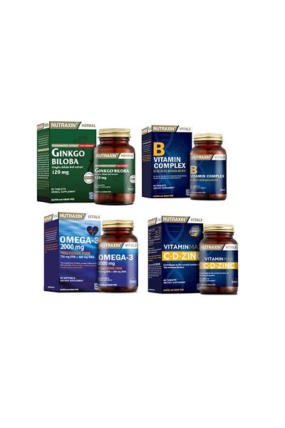 Nutraxin GinkgoBilobaandOmega3 Fish Oil Containing 60 Tablets +VitaminMax 60 Tablets +VitaminB