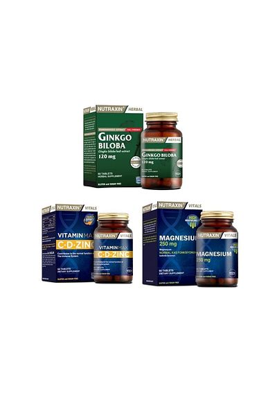 Nutraxin GinkgoBilobaandVitaminMax (c,d,zinc) +Magnesium- 60 Tablets Set