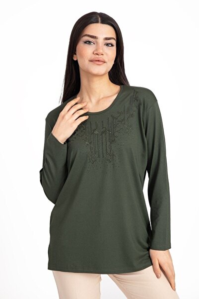 NOBLE STORE Γυναικεία Βαμβακερή Μπλούζα με Λεπτομέρεια Πέτο