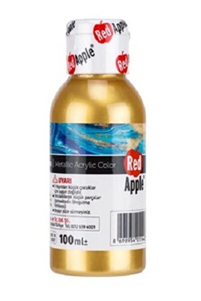 Red Apple Metalik Akrilik Boya Altın Renk 100 ml Doğadan Ilham Alan Renkler.