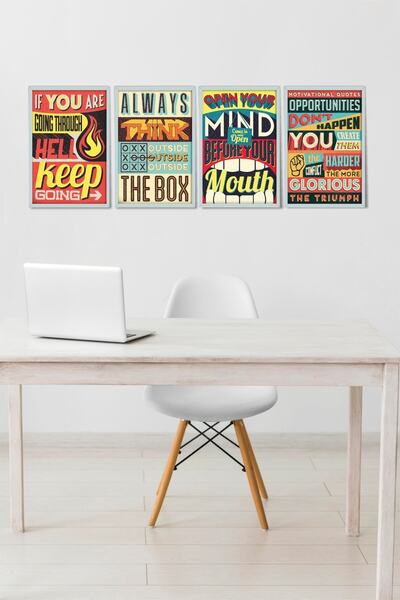 UNT Set de pictură retro/vintage cu imprimare colorată, 4 piese