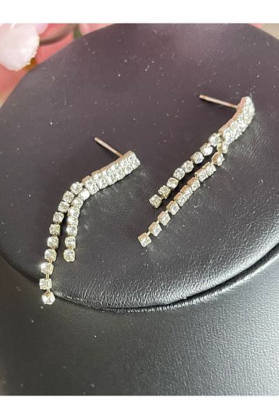 Gönülden Tasarım Zircon Stone Silver Color Necklace Earring Bridal Engagement Set Party Invitation Set
