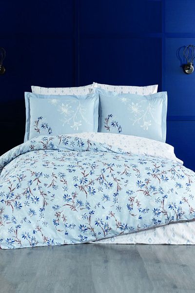 Hobby Jardin Poplin Double Duvet Cover Set - Dark Blue