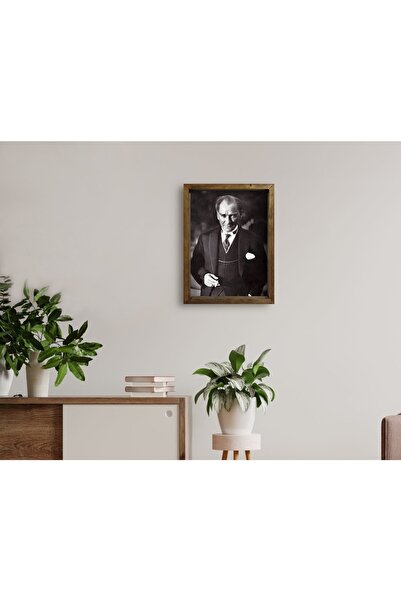 Bk Gift Home Atatürk Tasarımlı Doğal Masif Ahşap Çerçeveli Tablo 45x65cm-22