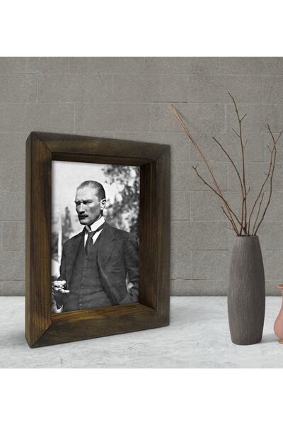 Bk Gift هدية أتاتورك إطار خشبي صلب طبيعي مزخرف 15x20 سم-29