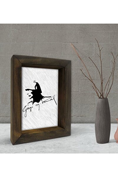 Bk Gift هدية أتاتورك إطار خشبي صلب طبيعي مزخرف 15x20 سم-47